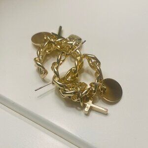 Ladies gold plated hoop earrings with charms